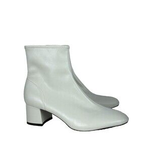 Zara White Leather Ankle Boots Women’s Sz 41 US 10 Stretch Sock Heels Booties